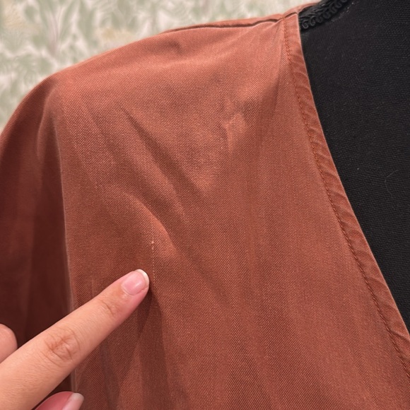 Quince Rust Button-Front Mini Dress Size Small | Fall Cottagecore Style - Picture 2 of 10